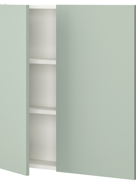 IKEA宜家代购安纳特壁柜带2搁板门白色淡灰绿色80x17x75厘米