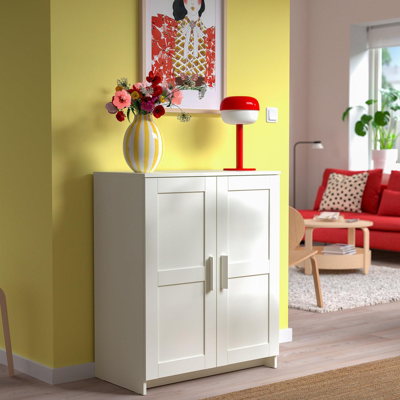 IKEA宜家百灵储物柜白色黑色78x95厘米家用卧室客厅置物柜整理柜