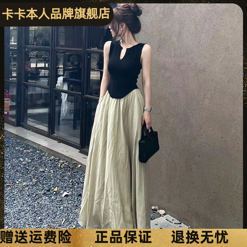 卡卡女装官方旗舰田园风棉麻裙