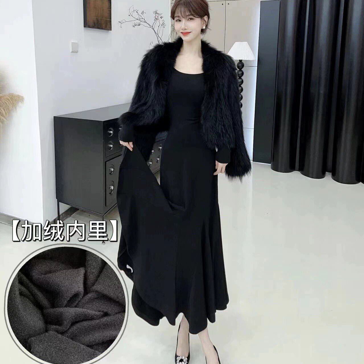 卡卡官方旗舰女装正品《摇曳生姿》赫本鱼尾小黑裙