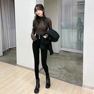 高腰弹力收腹小脚裤 提臀魔术小黑裤 女 官方旗舰夏季 JUSTCC卡卡女装