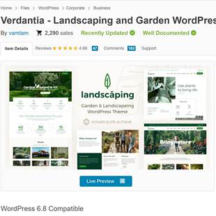 花商景观建筑美化师园艺园林企业Wordpress主题模板Verdantia