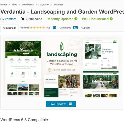 花商景观建筑美化师园艺园林企业Wordpress主题模板Verdantia