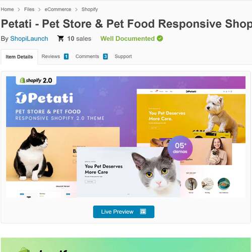 宠物食物宠物玩具宠物护理品等Petati Shopify跨境建站主题模板