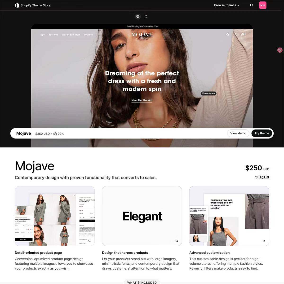 衣服装服饰美容化妆品家私家具Mojave Shopify主题模版v2.0.3