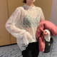 T恤打底衫 欧货 女2022秋冬胖妹妹网纱透视内搭上衣 蕾丝衫 女装