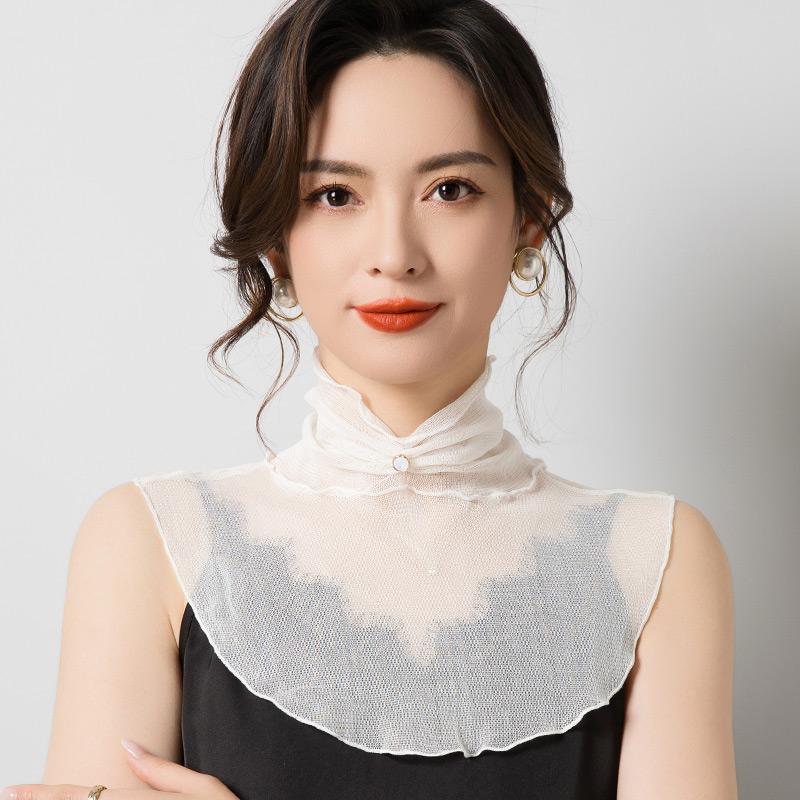 假领子蕾丝花边叠穿围脖女薄款