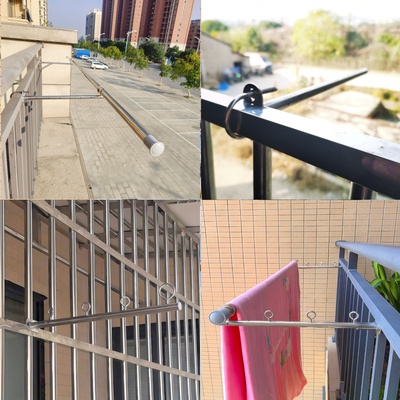 阳台防盗窗护栏晾衣架免打孔晒杆