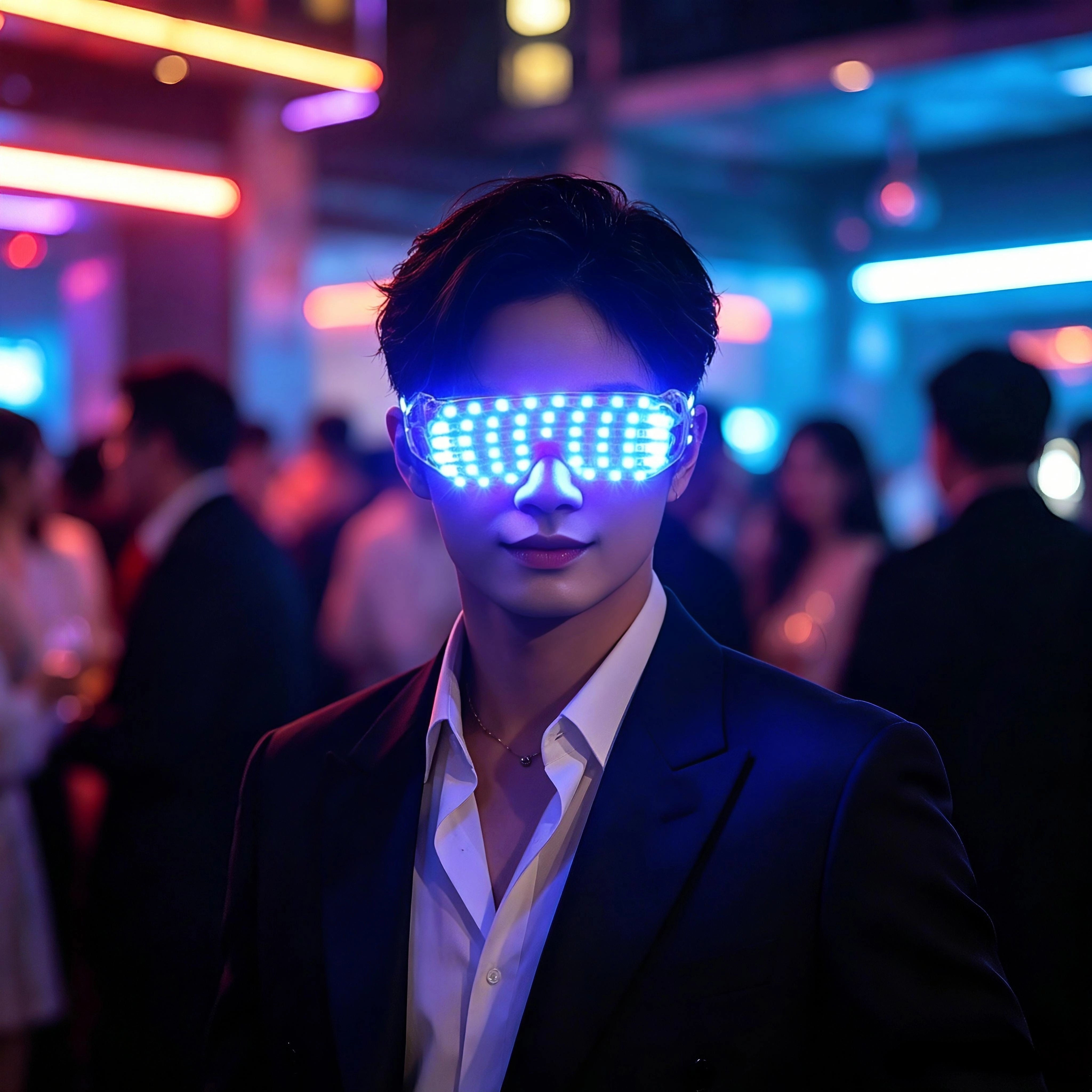 LED发光白光爆闪眼镜夜场出酒氛围装饰眼镜酒吧KTV蹦迪气氛表演镜