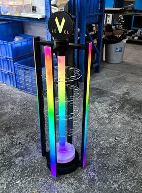 LED幻彩光五层酒杯架酒吧KTV发光洋酒香槟展示架创意鸡尾酒啤酒塔