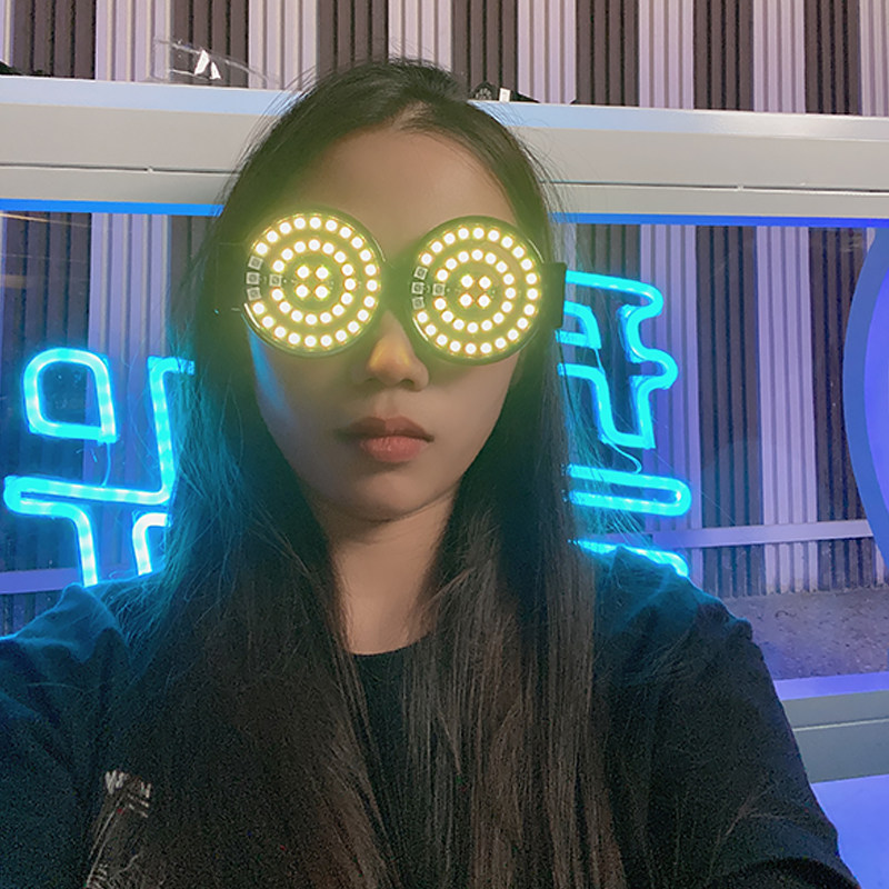 酒吧舞台气氛道具KTV派对发光眼镜音乐节眼镜充电款幻彩变光眼镜