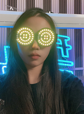 酒吧舞台气氛道具KTV派对发光眼镜音乐节眼镜充电款幻彩变光眼镜