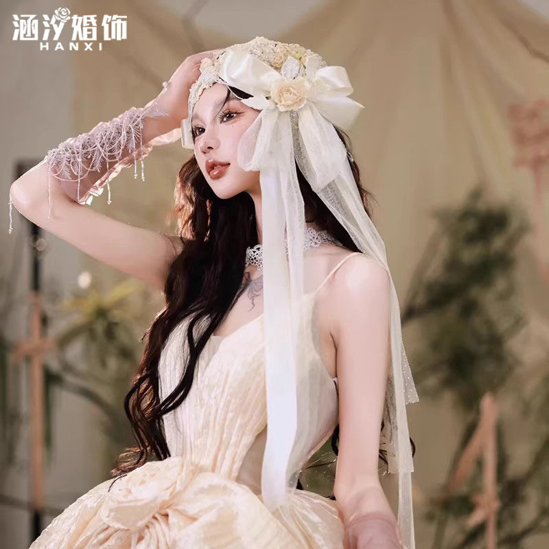 涵汐新款花朵大蝴蝶结对夹头饰新娘结婚个性婚纱写真礼服盘发配饰