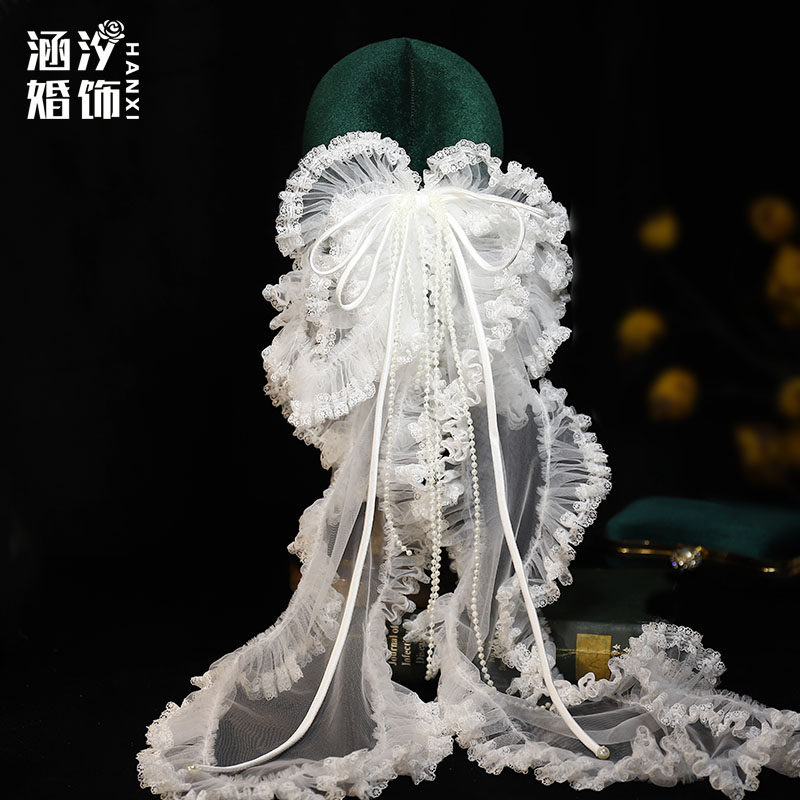 涵汐法式蕾丝蝴蝶结新娘发夹