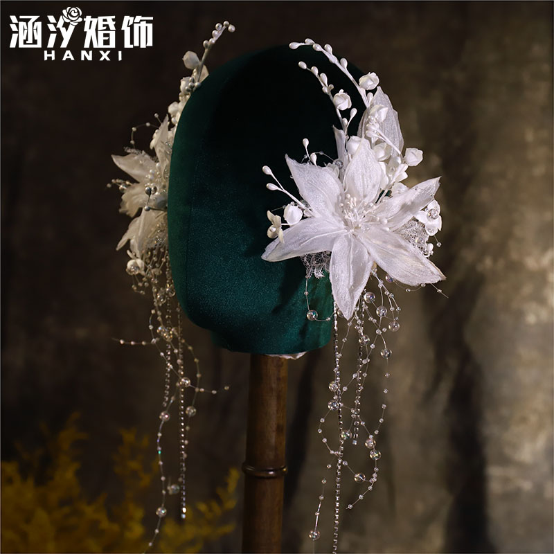 涵汐新款仙美婚纱造型边夹头饰