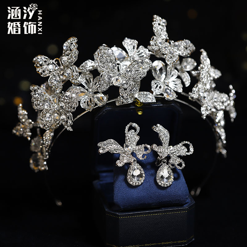 蝴蝶花朵闪亮气质灵动大皇冠头饰