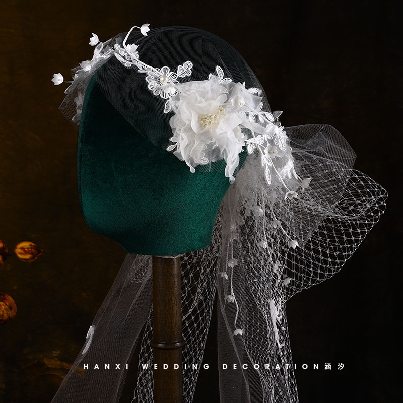 涵汐新款蕾丝付费花朵结婚头饰