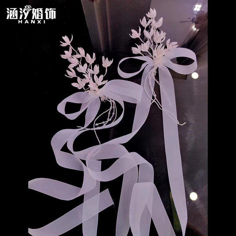 涵汐新款手工飘带蝴蝶结花朵边夹