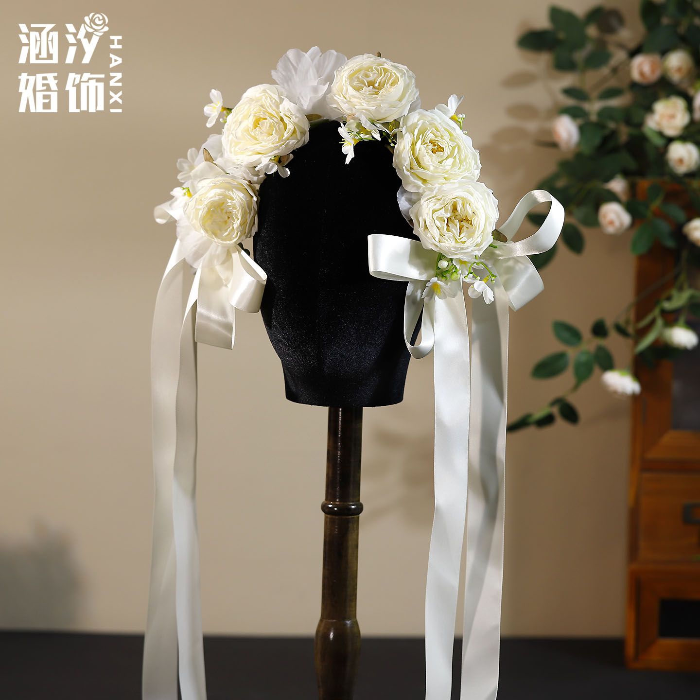 涵汐仙气手工花朵新娘发箍头饰