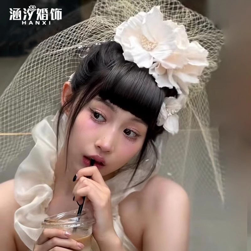 森系仙美鸢尾花蝴蝶结花朵发夹