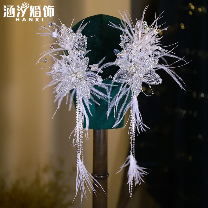 涵汐新款水晶结婚仙美头饰对夹