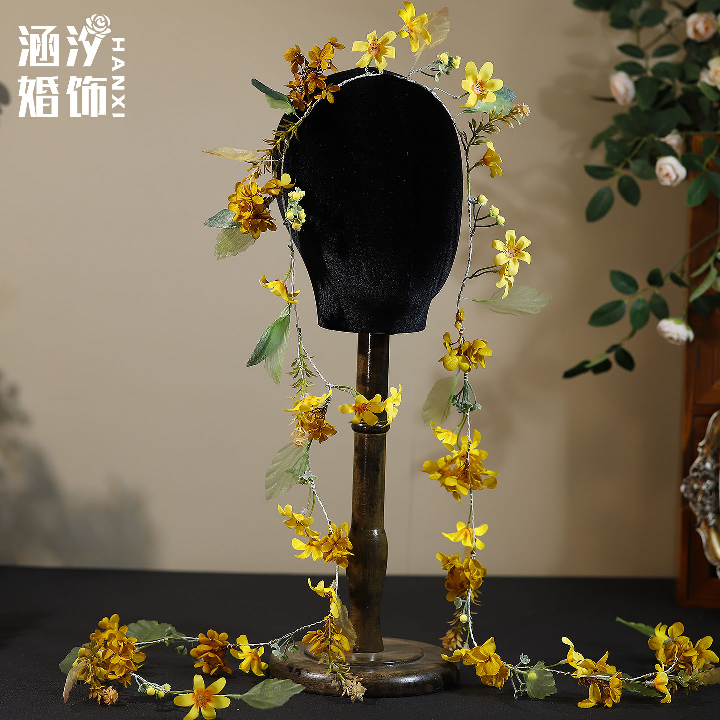 涵汐田园风黄色花朵新娘发饰