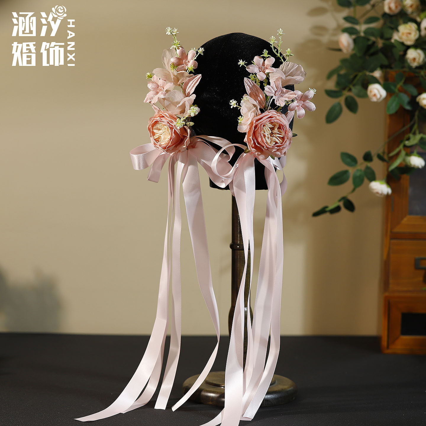 涵汐法式复古花朵新娘婚礼发饰