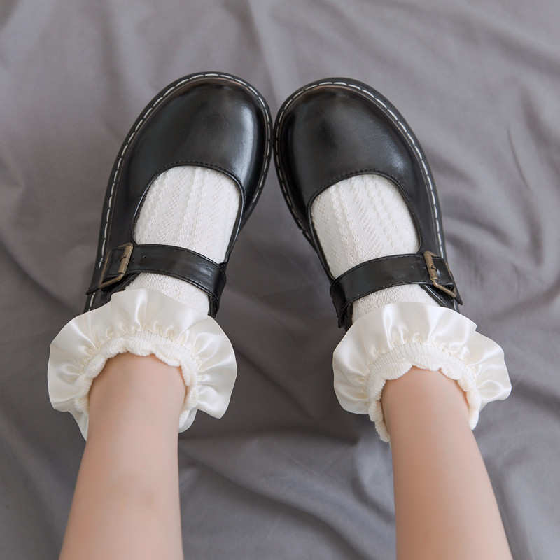 春夏季缎带花边袜子女甜美日系可爱洛丽塔软妹船袜jk制服学生短袜