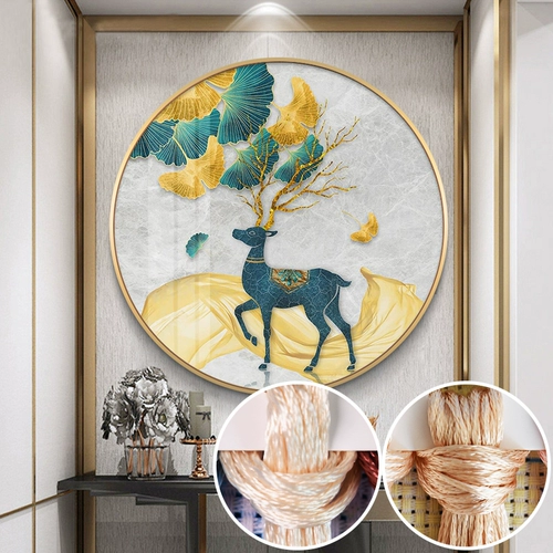 Cross Elk 2021 Новая гостиная ручная линия ручной вышиты круглая крыльца.