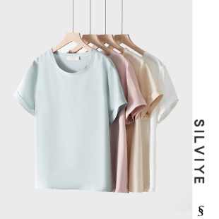 小衫 显瘦韩版 上衣夏 T恤女桑蚕丝宽松大码 重磅30姆米重绉真丝短袖