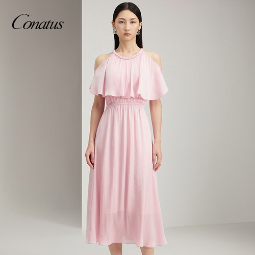 CONATUS/珂尼蒂思2025年春季新品法式优雅气质连衣裙女长裙女