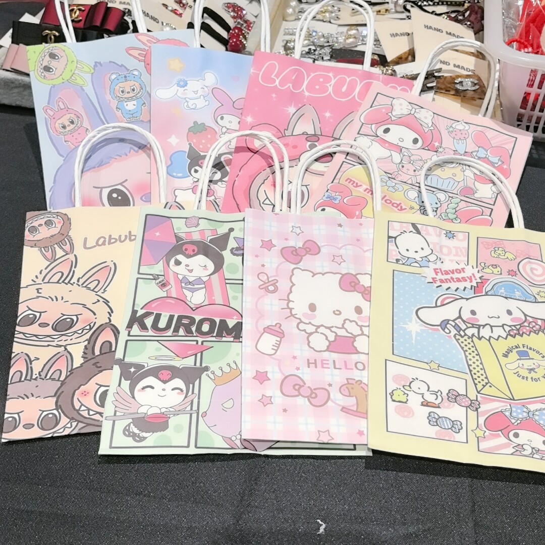 新款库洛米手提袋六一儿童节生日礼物包装手提牛皮纸袋发8个