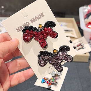 韩国边夹捷克钻双花发卡发夹鸭嘴夹成人头顶夹头饰刘海夹后脑勺女