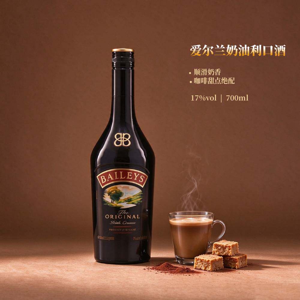 百利甜酒原味奶油利口酒700ml力娇酒烘焙甜点 爱尔兰基酒低度甜酒