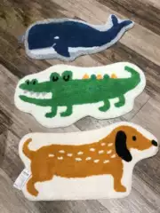  Cartoon Animal Puppy Crocodile Shape Pure Cotton Absorbent Door Mat Children's Carpet Bedside Blanket ins Bathroom Blanket
