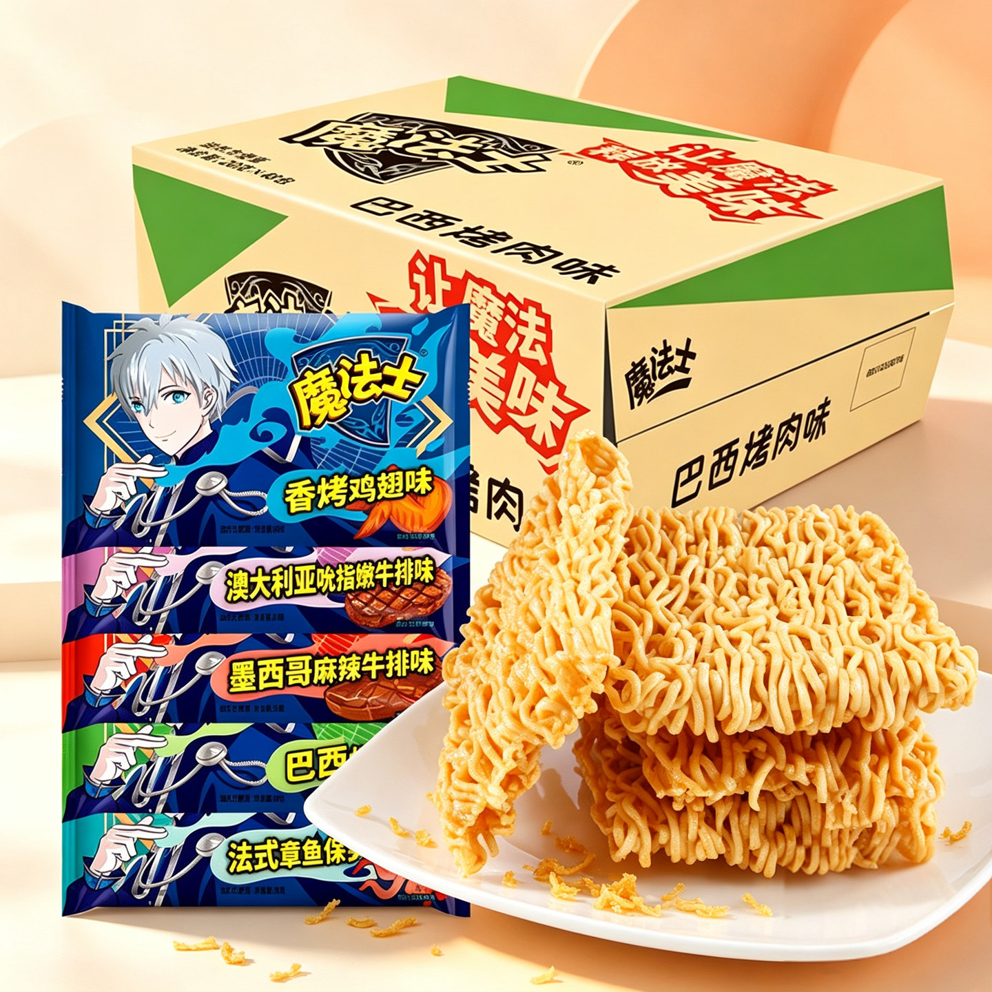 魔法士师干脆面干吃方便面整箱掌心脆超好吃的宿舍休闲零食品小吃图片