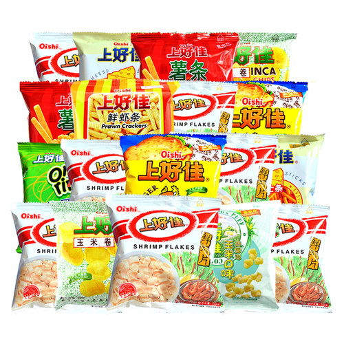 上好佳薯片鲜虾片50包整箱大礼包好吃的休闲膨化零食品小吃