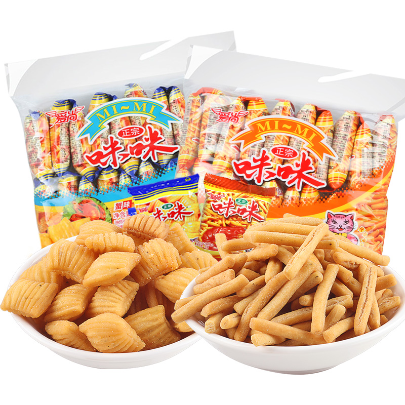 爱尚咪咪虾味条蟹味粒200g网红薯片薯条好吃的儿童休闲零食小吃