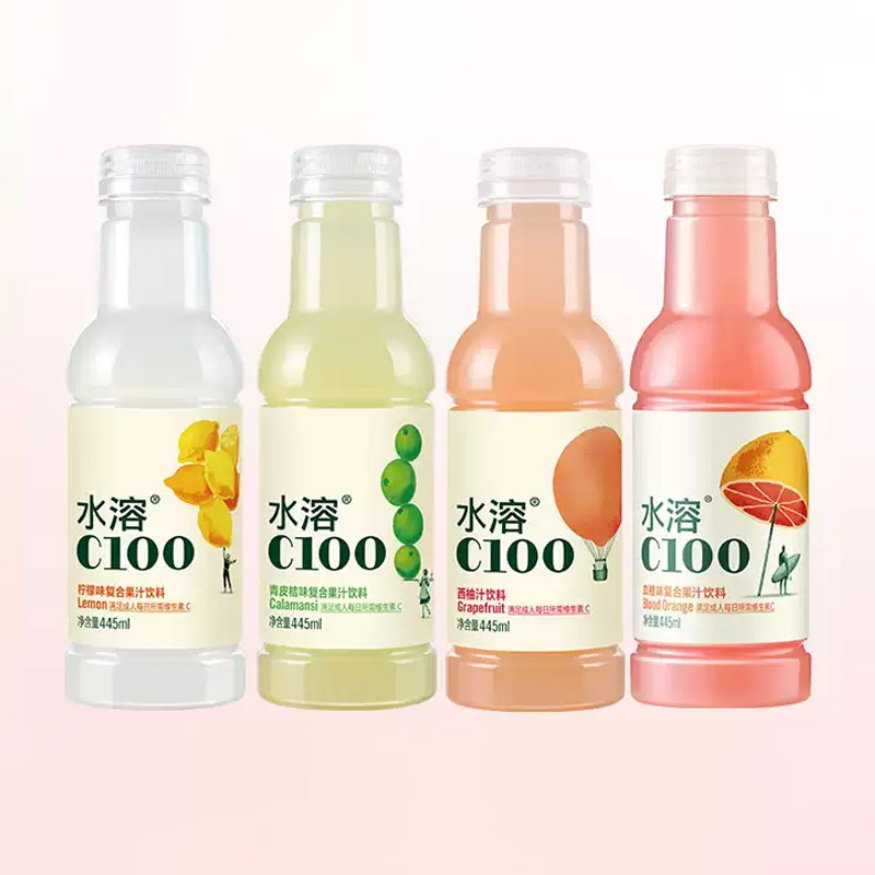农夫山泉水溶c100复合果汁饮料445ml/瓶柠檬西柚味血橙青皮桔味图片