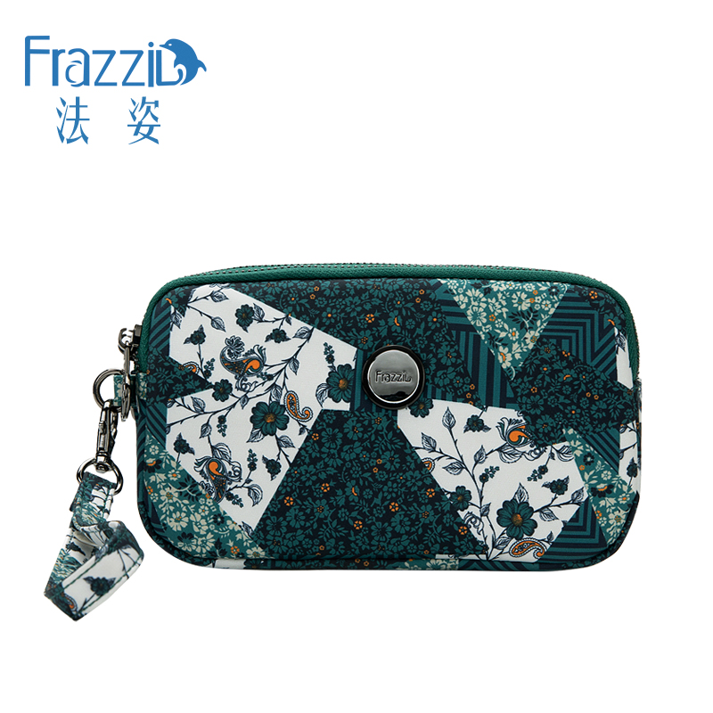 Frazzil/法姿手拿包女2023新款春潮洗水布小手拎包多隔层零钱女包