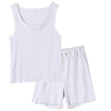 tutuanna春夏睡衣全棉家居服女 针织刺绣运动背心短裤家居服套装