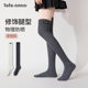 tutuanna过膝袜子女夏季 薄款 长筒袜字母刺绣网眼织标中筒袜过膝袜