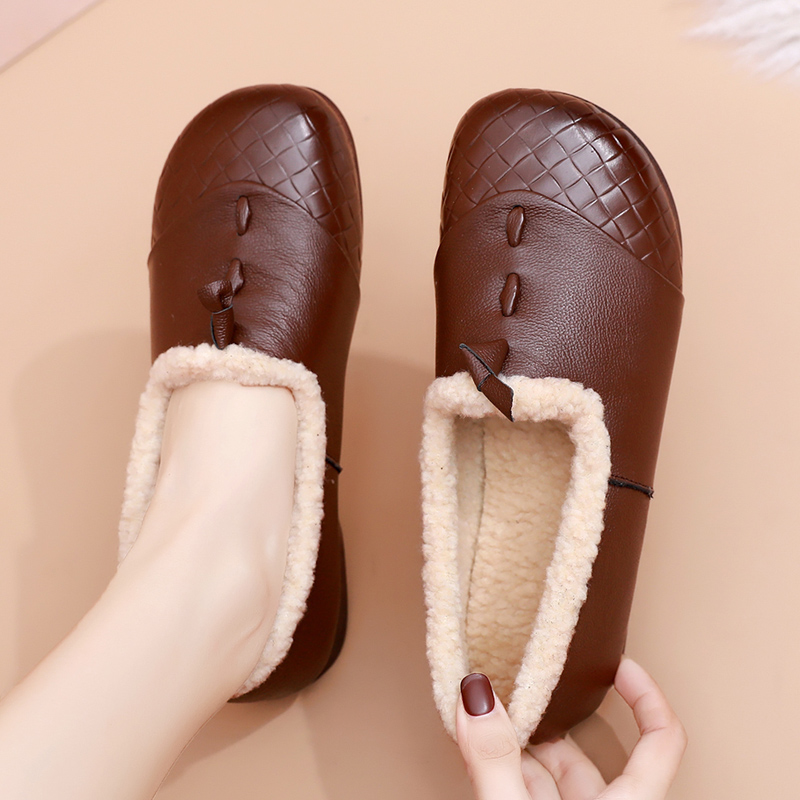 真皮头层牛皮轻便棉鞋加绒保暖