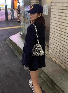 酥皮商店~韩系ins复古金属银色手工编织串珠单肩包女手提腋下包