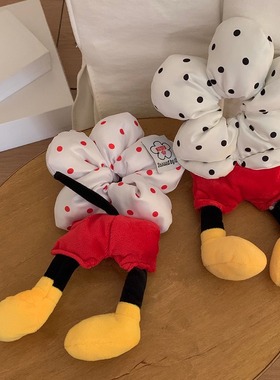 酥皮商店~米奇屁屁花朵波点大肠发圈卡通立体可爱丸子头绳发饰女