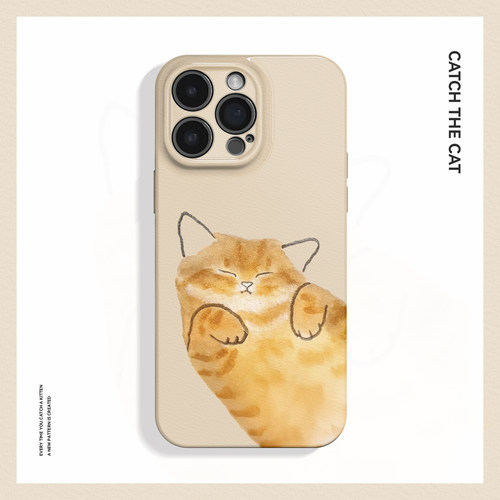 胖橘~治愈水彩橘猫艺术ins适用iPhone16/15pro手机壳新华为mate70小米14小众vivoS19软iqooneo10苹果14findx8