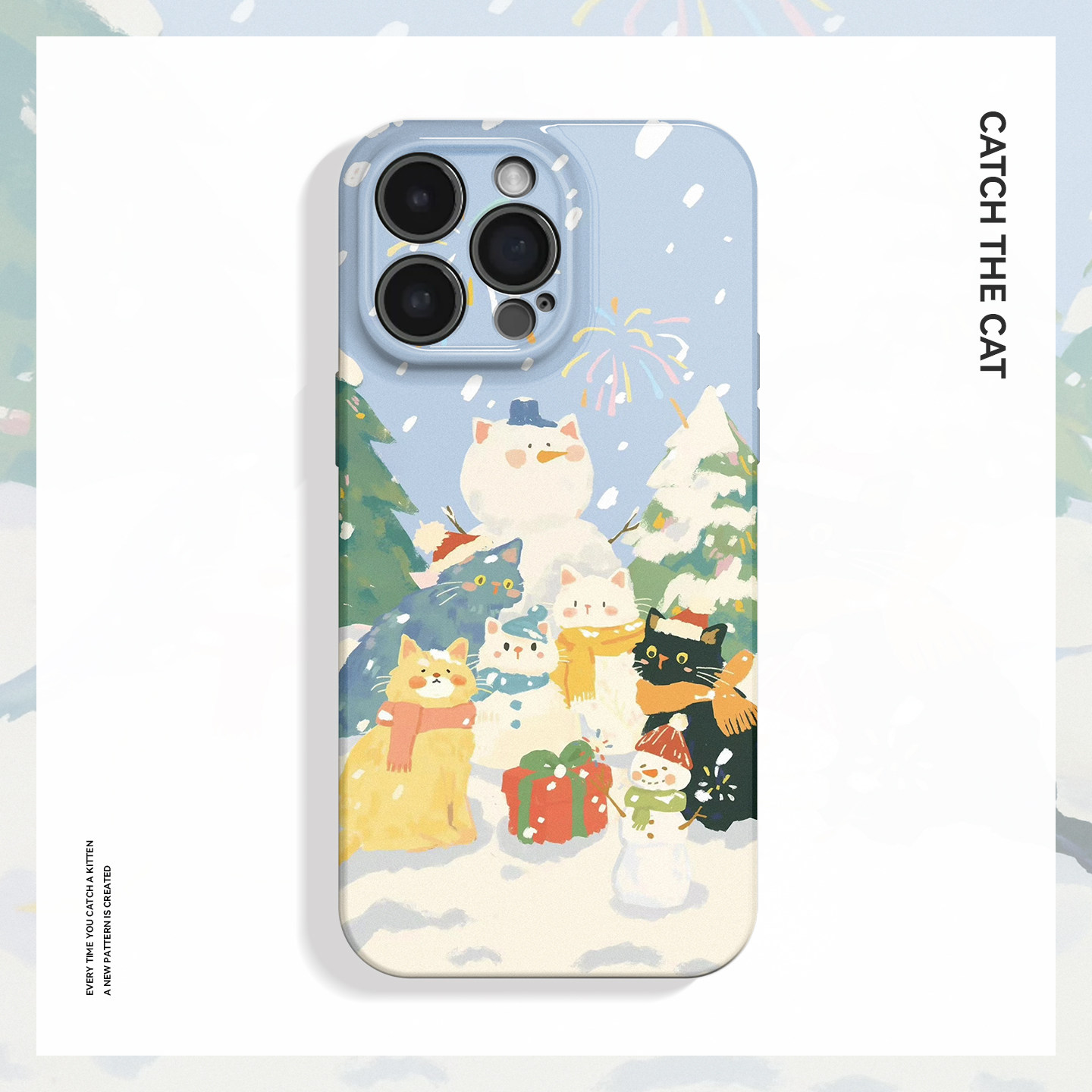 雪中合影~冬天清新可爱猫咪ins适用苹果17promax手机壳iphone16华为pura70小米14全包vivoS30萌iqoo15荣耀400