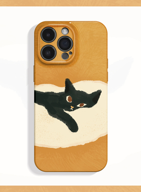 慵懒黑猫~可爱萌趣治愈ins适用iPhone16promax手机壳华为mate60小米15小众opporeno13苹果14vivox200一加ace5