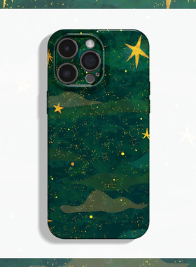 绿色幸运星~梦幻艺术涂鸦适用iPhone16/15promax手机壳华为pura70苹果14红米k80vivoX200软opporeno12畅享70