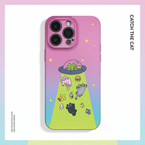 吸猫~卡通萌趣飞碟ins适用苹果17promax手机壳iphone16华为nova14小米15可爱opporeno13小众vivox200一加ace5